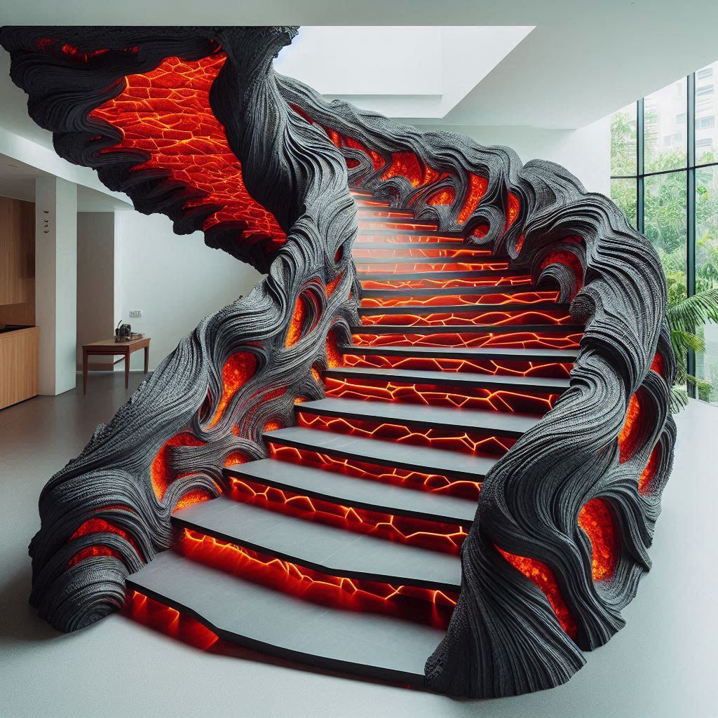 Lava Inspired Staircase: Ignite Your Home with Fiery Design