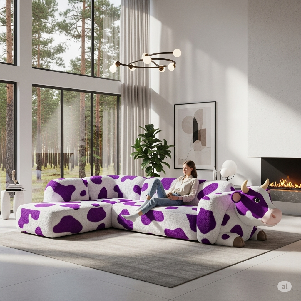 Rustic Charm Meets Cozy Comfort: The Delightful Appeal of the Cow Sofa