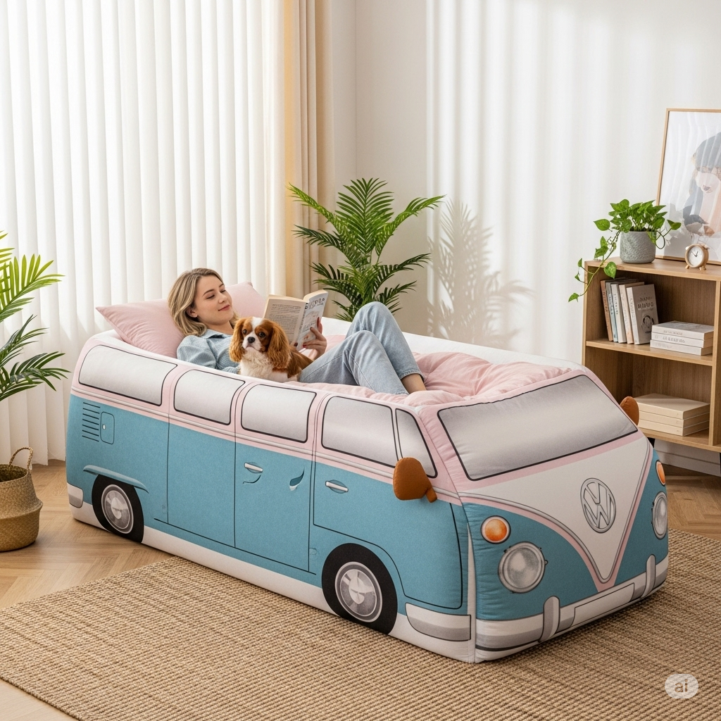 Why a VW Van Shaped Floor Sofa is the Ultimate Chill Zone: