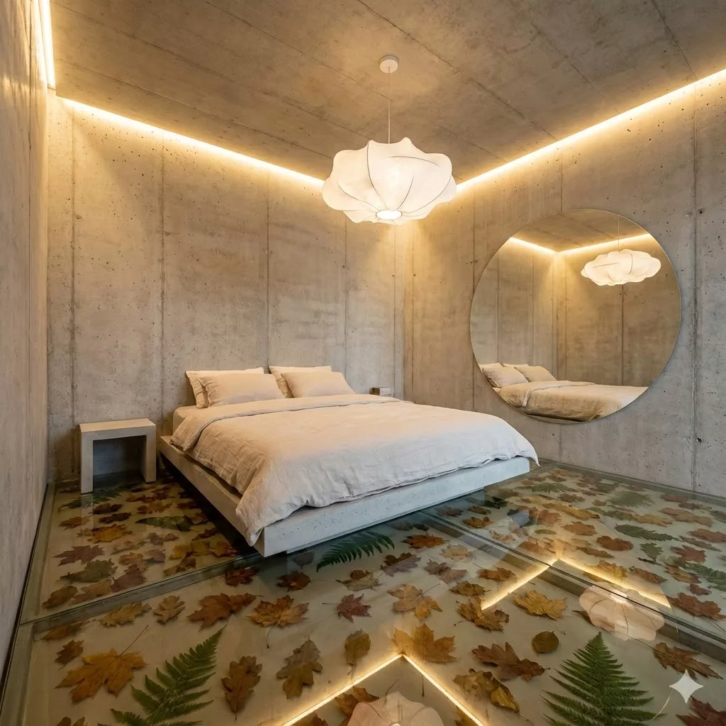 Bedroom with Leaf Epoxy Floor: Transform Your Space with Nature-Inspired Flooring