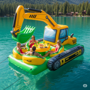 Dig Up the Fun: Unleash Adventure with an Inflatable Excavator Lake Float!