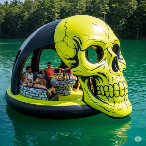 Haunt the Lake: Unleash Spooky Fun with an Inflatable Skull Lake Float!