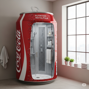 Pop Art & Practicality: Dive Into a Giant Soda Can Shaped Bathroom!