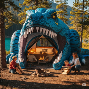 Roar into Adventure: Unleash Fun with a Giant Dinosaur Camping Tent!
