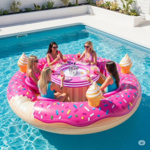 Indulge Your Inner Sweet Tooth: Relax in Style with a Giant Donut Lounge Float!