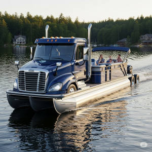 Cruise in Power and Style: The Semi-Truck Pontoon That Turns Every Head on the Water