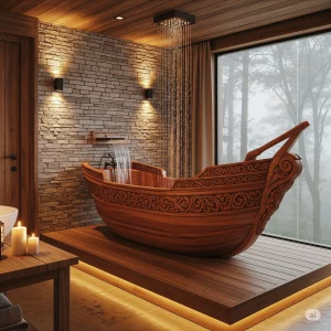 Sail Away to Relaxation: Discover the Unique Charm of a Wooden Ship Bathtub!