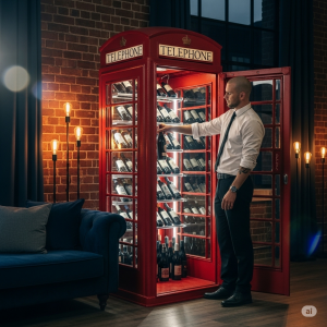 Raise a Glass with Retro Flair: The Phone Booth Wine Rack That Calls for Celebration
