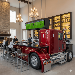 Semi-Truck Home Bar – Industrial Strength Meets Entertainment