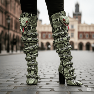 Snake Heel – Striking, Bold, and Fiercely Fashionable