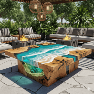 Epoxy Scene Patio Table – Art, Function, and Outdoor Style